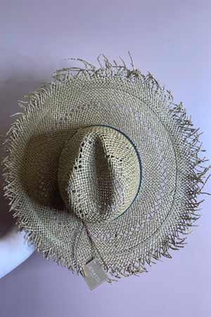 Claudia Whipstitch Leather Band Wide Brim Straw Hat - Free Souls Boutique