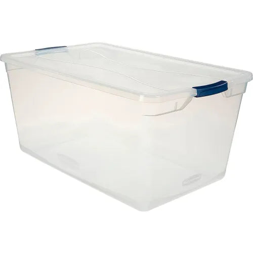 Rubbermaid Cleverstore Latching Storage Tote w/ Lid, 29"L x 17-3/4"W x 13-1/4"H, Clear, Polyethylene - Pkg Qty 4
