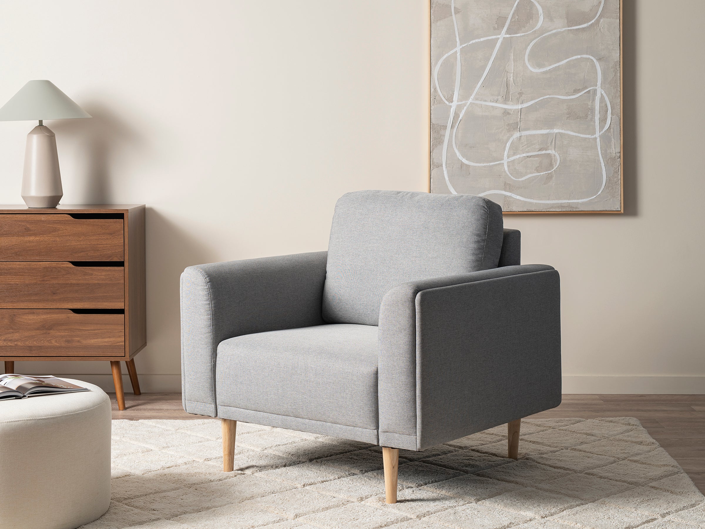 Mocka - Grey Chair With Wooden Legs