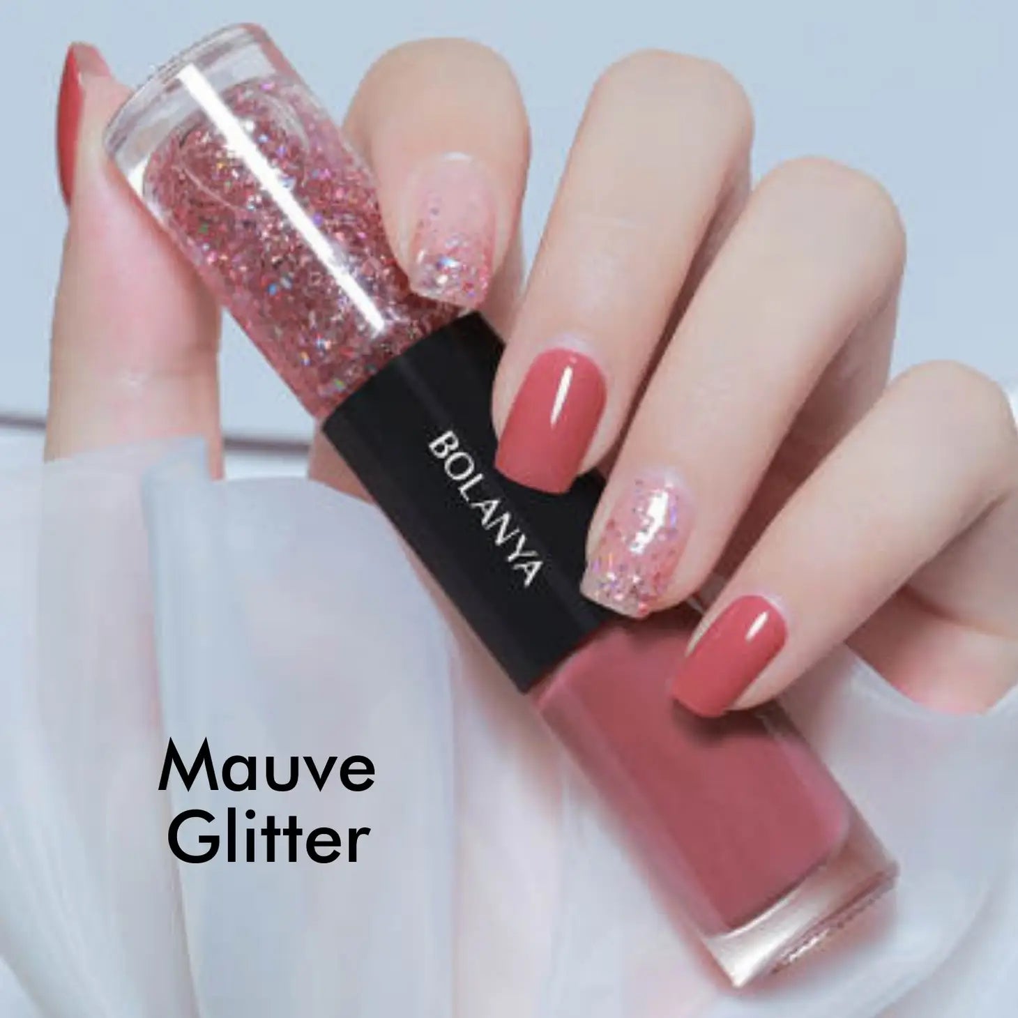 Double Nail Polish - Mauve Glitter