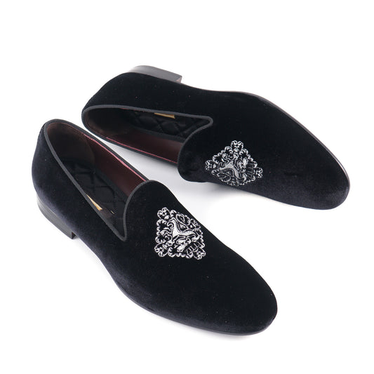 LOUIS VUITTON MENS BLACK VELVET EVENING LOAFERS SIZE 8 1/2 MADE IN