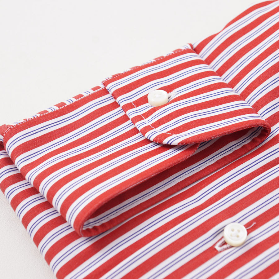 Barba Cotton Shirt in Red and Blue Stripe - Top Shelf Apparel