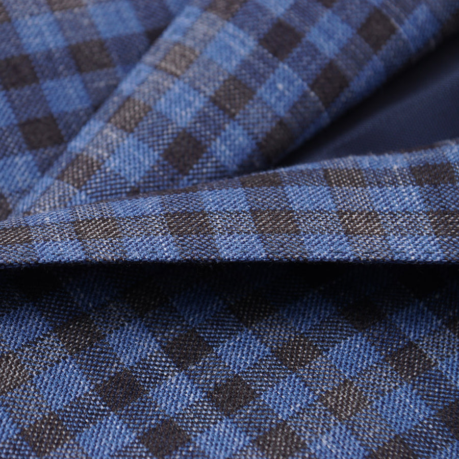 Ermenegildo Zegna Blue Check Wool-Silk-Linen Sport Coat - Top Shelf Apparel