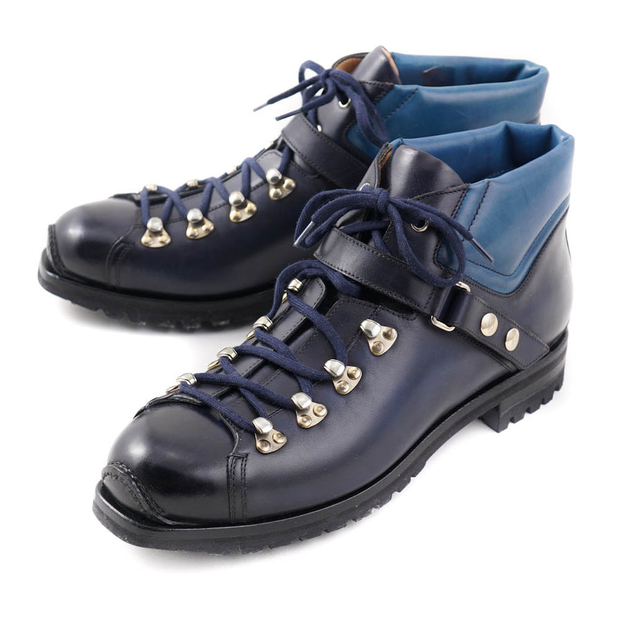 Santoni Calf Leather Hiking Boots in Navy Blue – Top Shelf Apparel