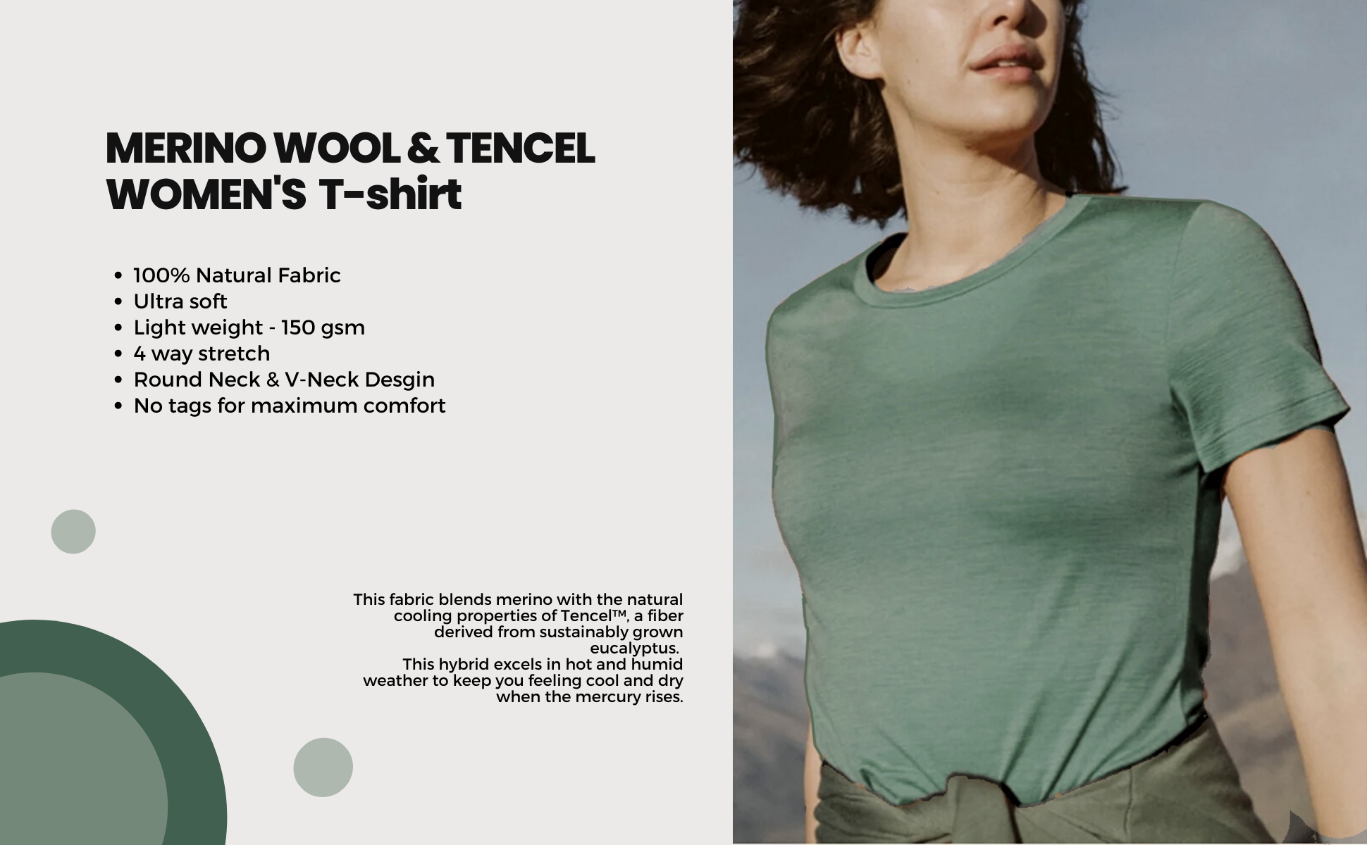 Women's Merino Wool Tencel Short Sleeve Top
