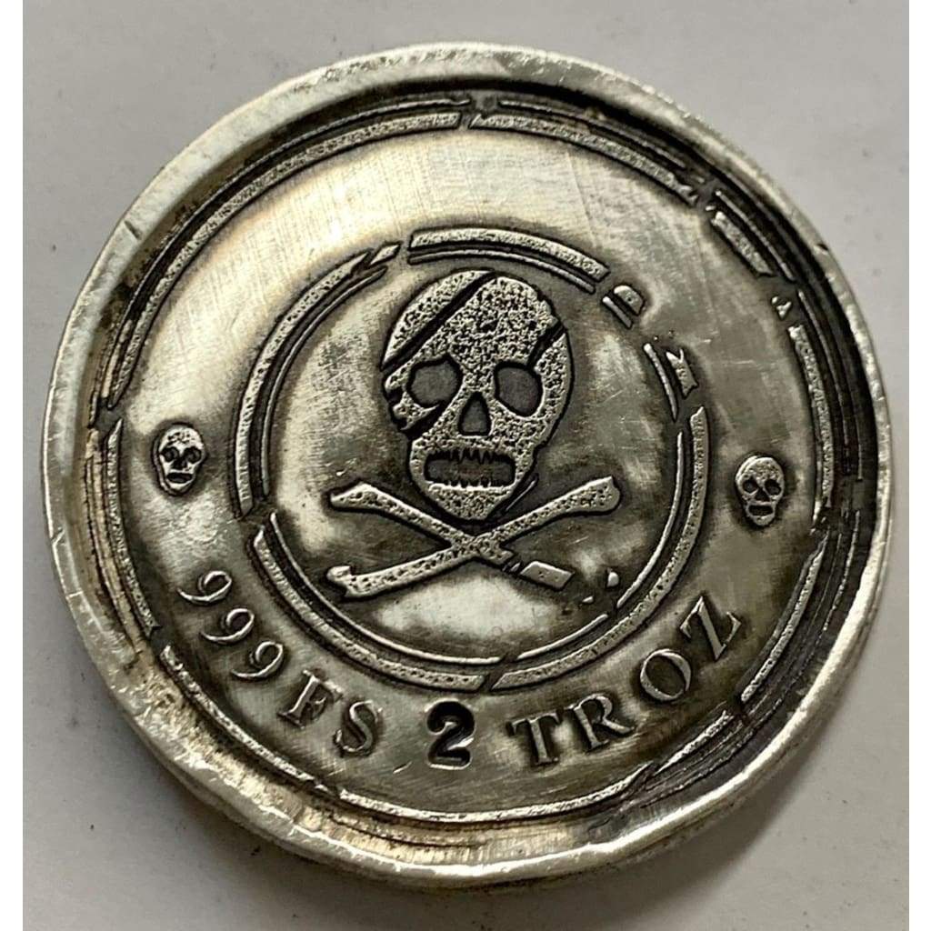 2 Troy Oz MK BarZ "Walk the Plank" Booty Stamped Round .999FS | MK BARZ