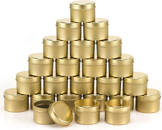 SONVIIBOX 24 Pieces Gold Candle Tins 4oz,Candle tin Bulk,Candle