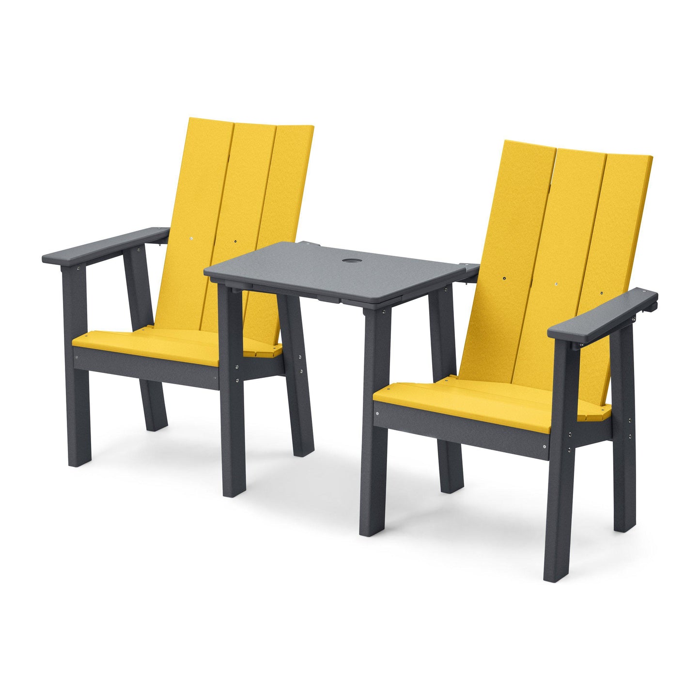 Perfect Choice Recycled Plastic Stanton Upright Adirondack Tete-A-Tete Chair Set - LEAD TIME TO SHIP 4 TO 9 WEEKS DEPENDING ON COLOR SELECTION