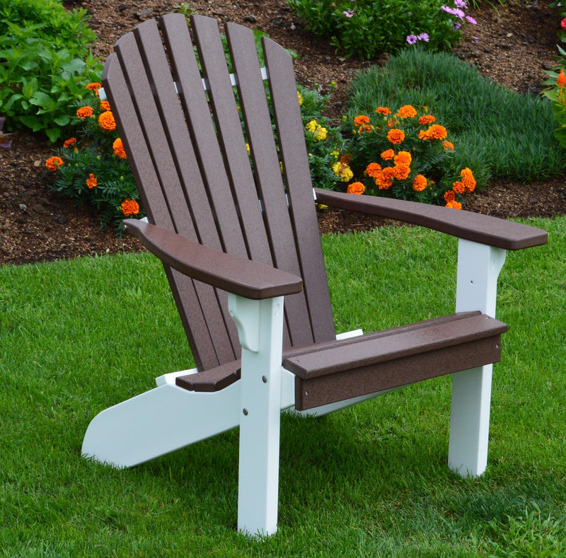 A & L Furniture Co. Amish Made Poly Fanback Adirondack Chair w/White F