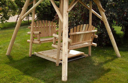 Moon Valley Rustic Outdoor Cedar Double Glider With Optional Canopy Lead Time 14 Business Days