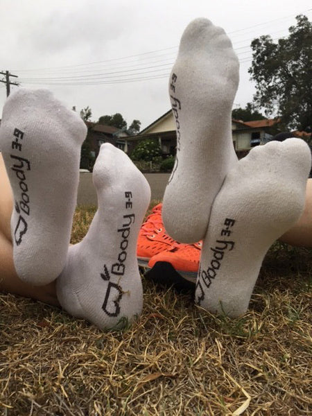 Time for a well deserved rest wearing Boody sports socks.