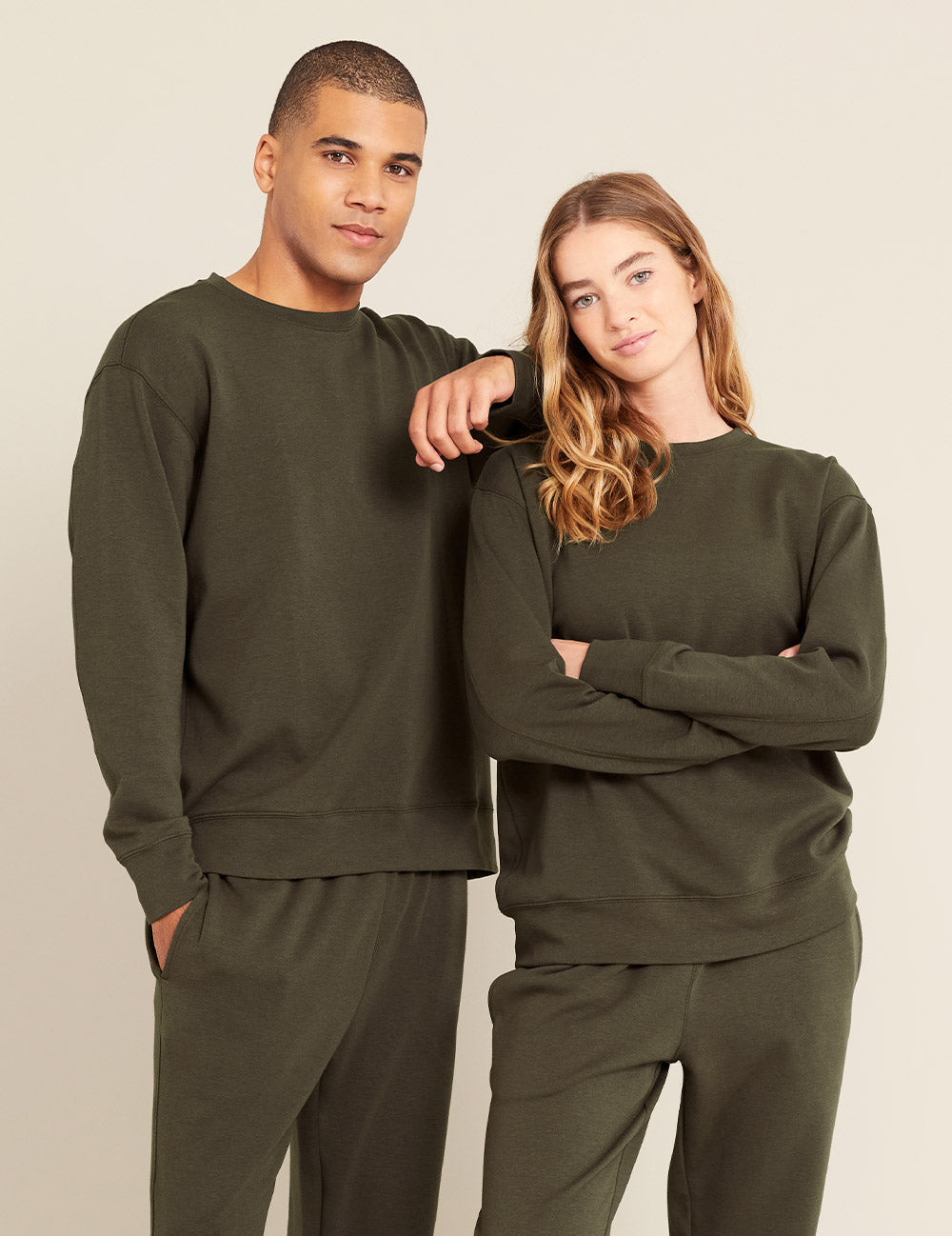 Unisex Crew Neck Sweater - Dark Olive