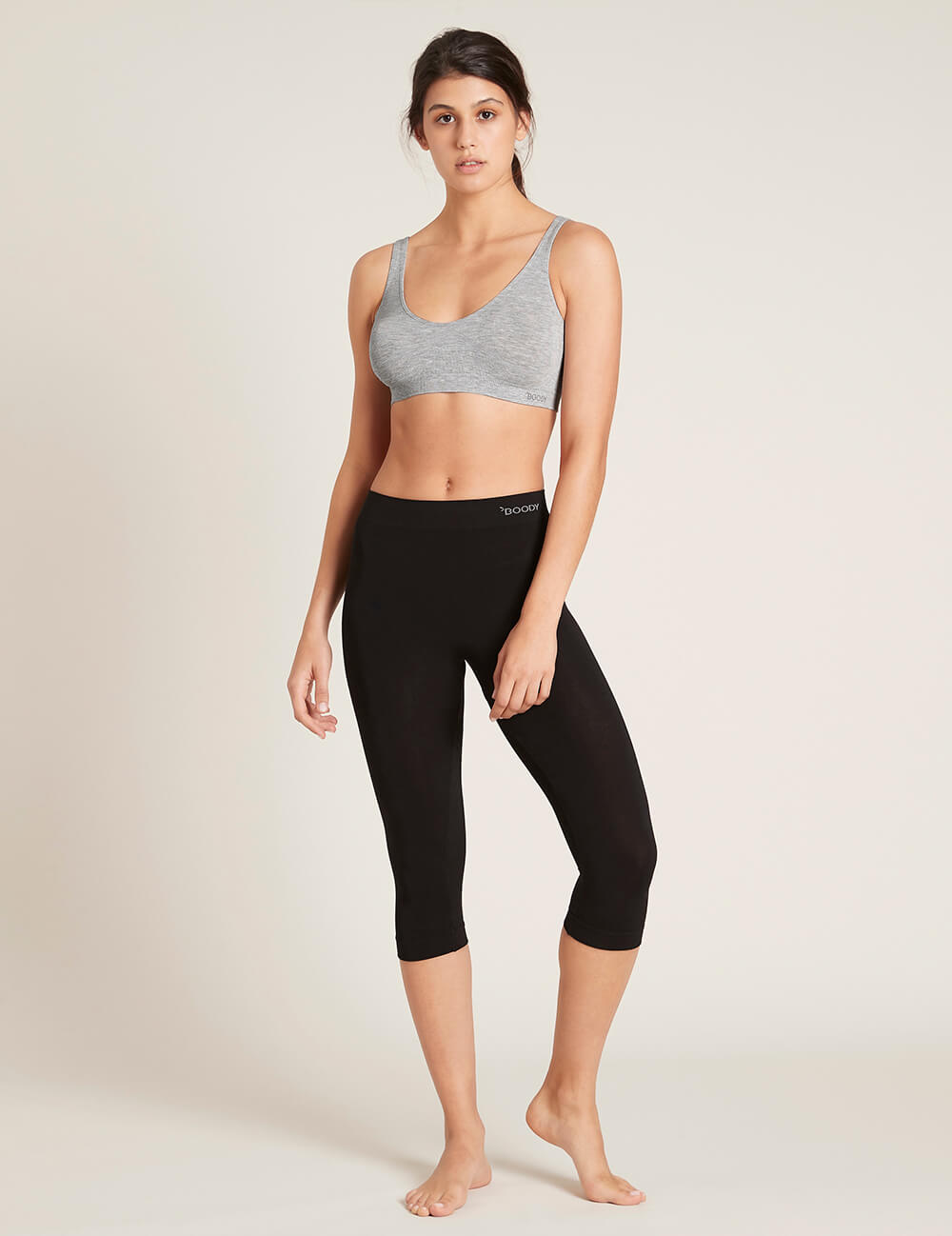 SOMA Slimming Crop Legging Solid Black Wide Elastic Waist Cropped