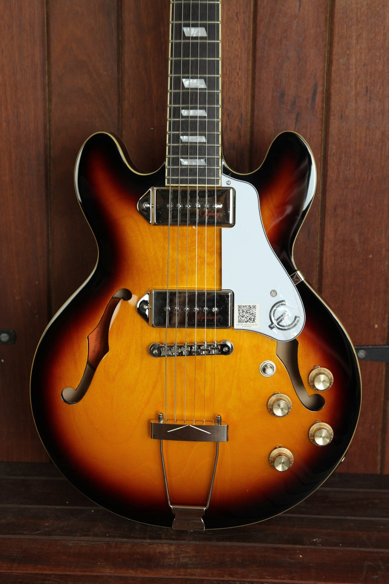 epiphone casino hollow body guitar vintage sunburst