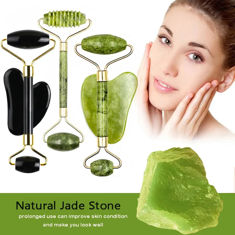 Jade Roller and Gua Sha Massage Tool Set