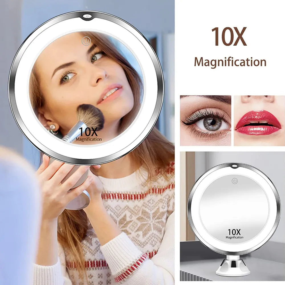 LED Makeup Mirror with 10x Magnification