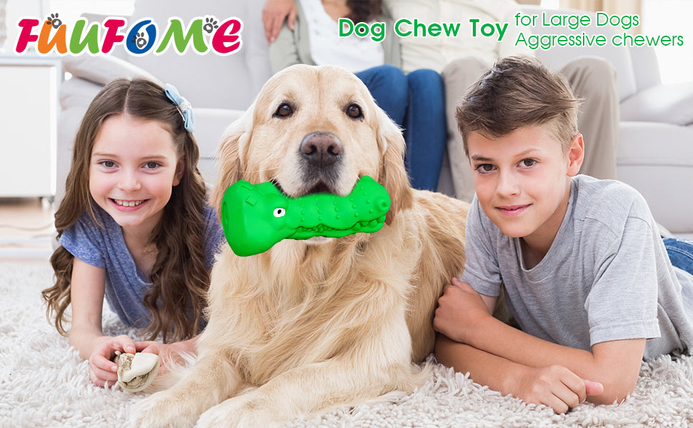 Fuufome Green Rubber Alligator Head Dog Chew Toy