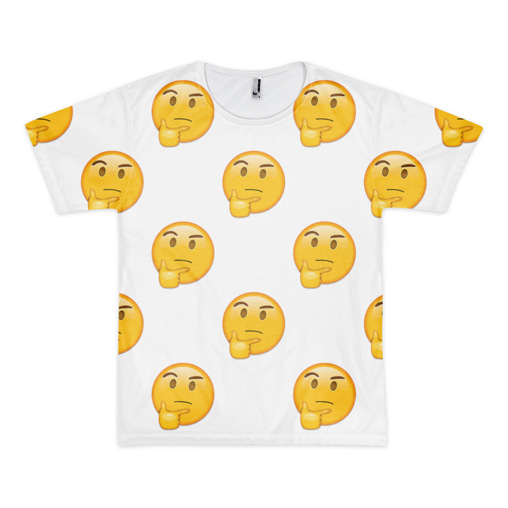 image: All-Over-Emoji-T-Shirt-Thinking-Face-Front_1024x1024