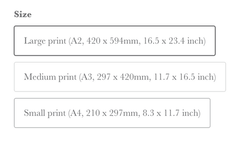 Fine art print size guide