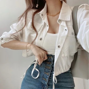 Cute Spring Short Coats Lace-Up Outerwear Button Jackets - Look Love Lust