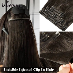 Invisible Clip in Hair Extensions Natural Straight Clip Full Head Hair - Look Love Lust