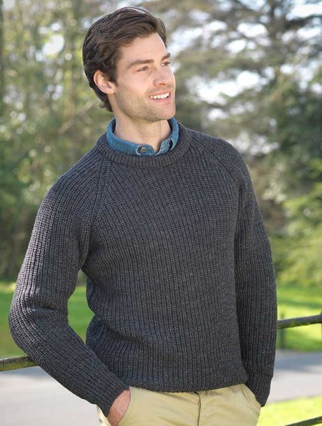 100% Pure Wool Ribbed Irish Fisherman Sweater – Aran Sweaters Direct