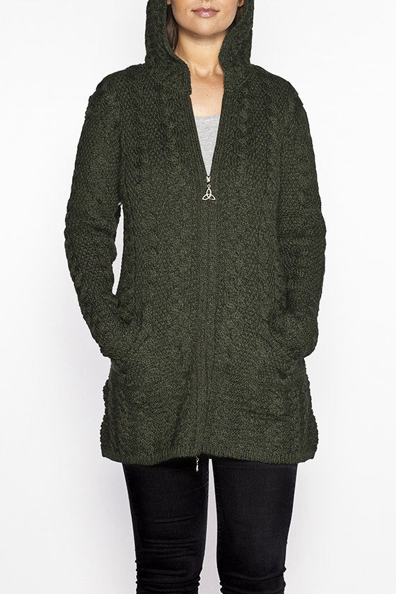 Women's Oversized Cable Knit Sweater Coat - Aran Sweaters Direct