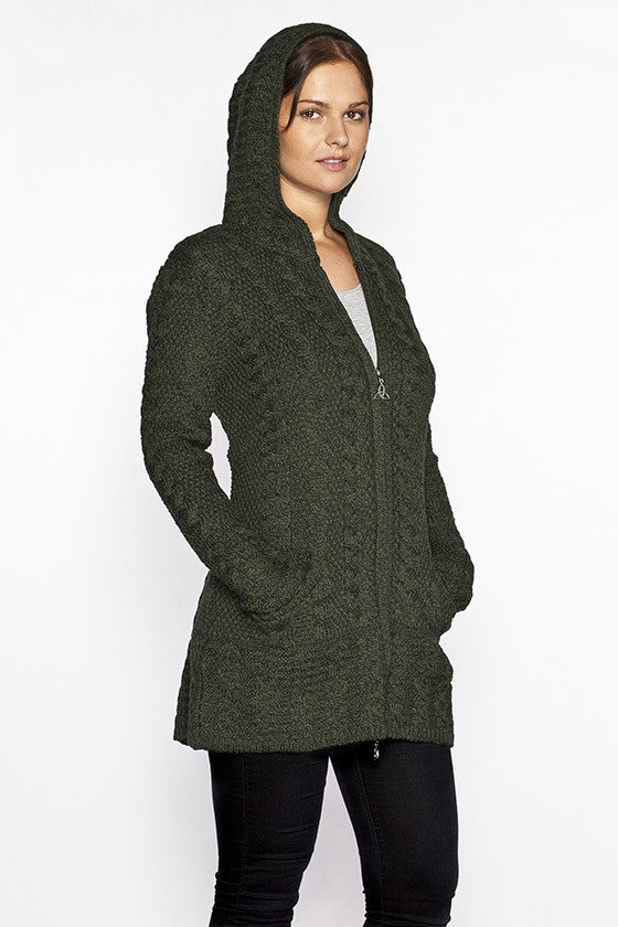 Women's Oversized Cable Knit Sweater Coat - Aran Sweaters Direct