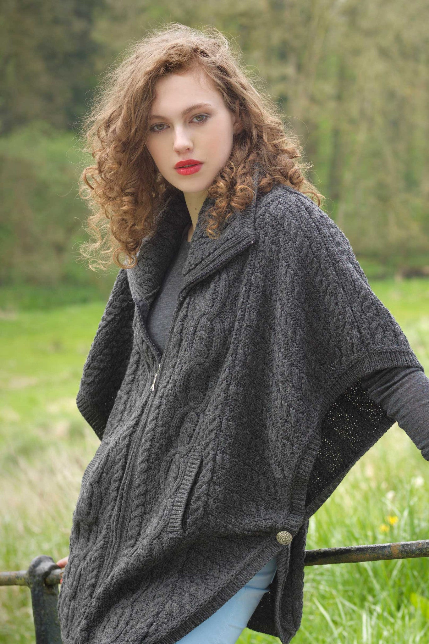 Women's Aran Funnel Neck Jacket - 100% Merino Wool – Aran Sweaters Direct
