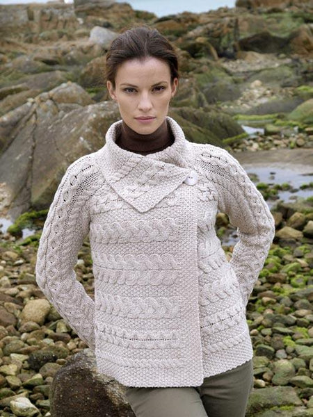 Women's V Neck Aran Cardigan - Aran Sweaters Direct