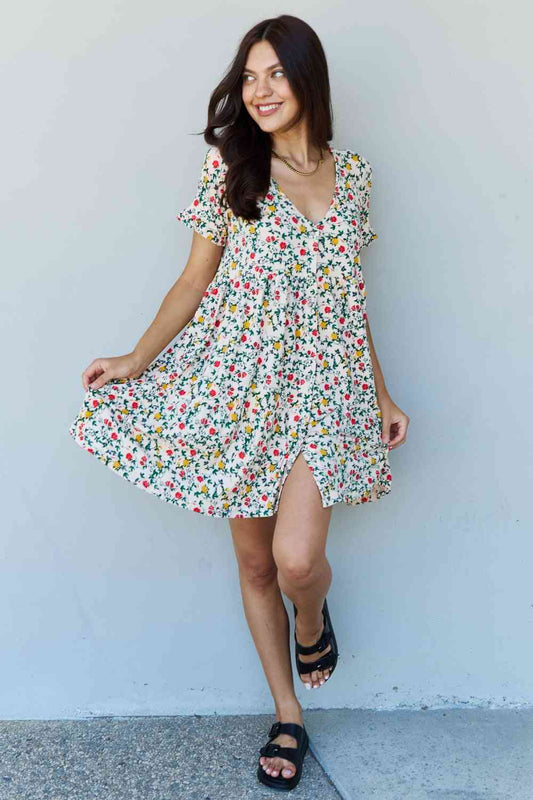 Follow Me Full Size V-Neck Ruffle Sleeve Floral Dress - Floral / S - All Dresses - Dresses - 1 - 2024