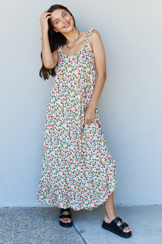The Garden Ruffle Floral Maxi Dress in Natural Rose - Floral / S - All Dresses - Dresses - 1 - 2024