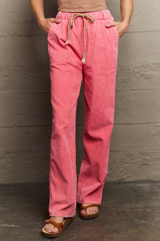 Leap Of Faith Corduroy Straight Fit Pants - Pink / S - Bottoms - Pants - 1 - 2024