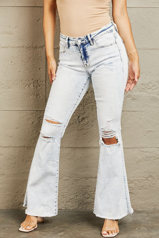 Mid Rise Acid Wash Distressed Jeans - Light / 24 - Bottoms - Pants - 1 - 2024