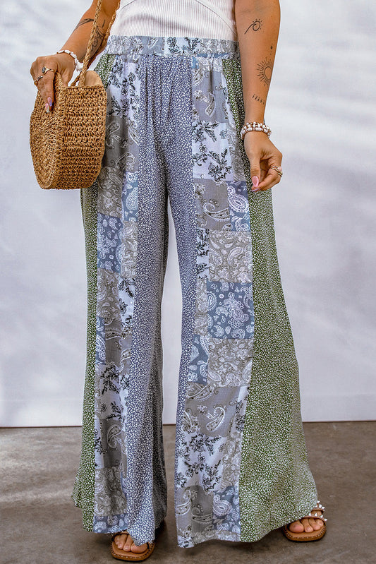 Mixed Print Pull-On Wide Leg Pants - Multi / S - Bottoms - Pants - 1 - 2024