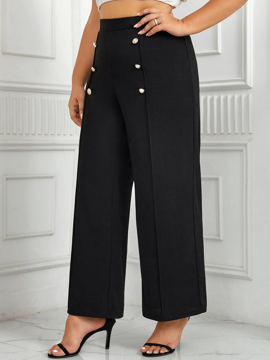 Plus Size High Waist Wide Pants - Black / 1XL - Bottoms - Pants - 5 - 2024