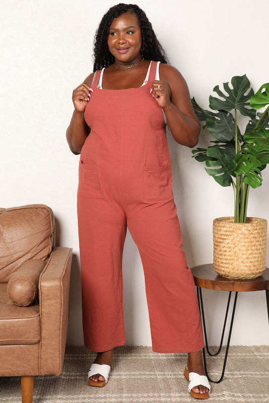 Wide Leg Overalls with Front Pockets - Red / S - Bottoms - Overalls - 1 - 2024