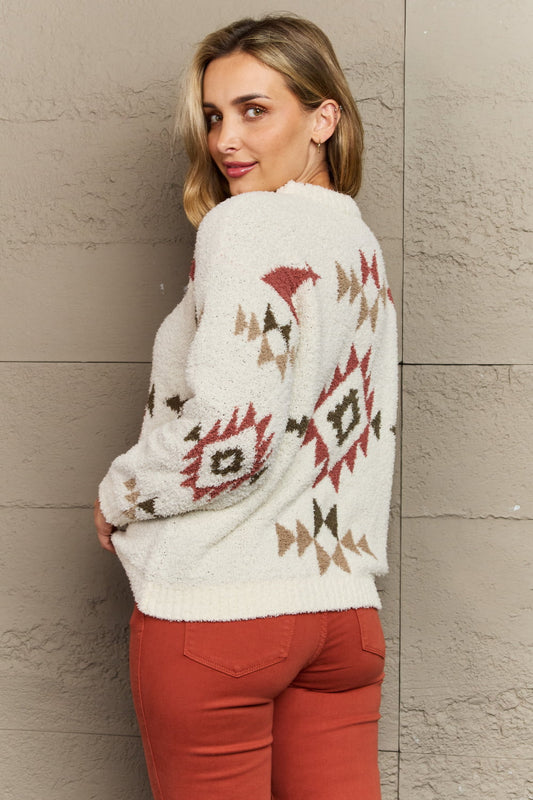 Cozy Sunday Aztec Fuzzy Sweater - Sweaters - Shirts & Tops - 2 - 2024