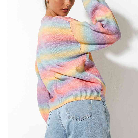 Gradient Round Neck Long Sleeve Sweater - Sweaters - Shirts & Tops - 2 - 2024