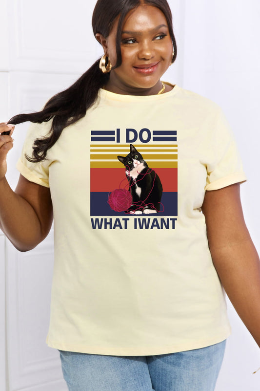 Full Size I DO WHAT I WANT Graphic Cotton Tee - Light Yellow / S - T-Shirts - Shirts & Tops - 1 - 2024