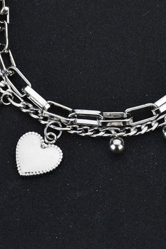 Heart Charm Stainless Steel Bracelet - T-Shirts - Bracelets - 2 - 2024