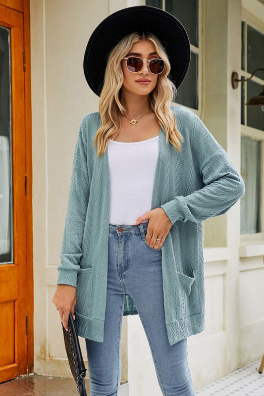 Long Sleeve Pocketed Cardigan - Blue / S - Women’s Clothing & Accessories - Shirts & Tops - 9 - 2024