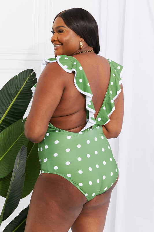 Moonlit Dip Ruffle Plunge Swimsuit in Mid Green - Women’s Clothing & Accessories - Swimwear - 2 - 2024