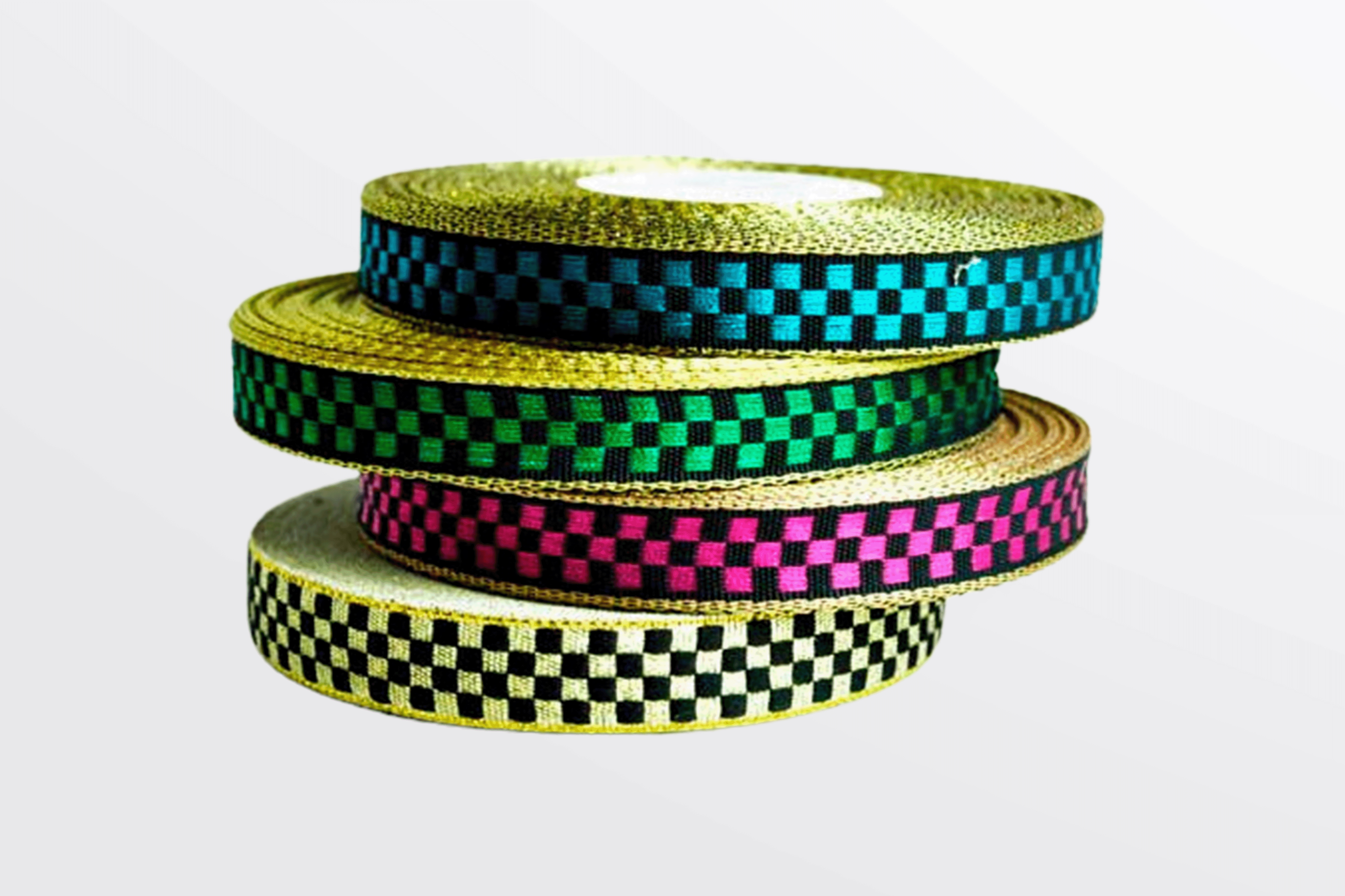 Ribbon Metallic Chess | Metallic Chess Pattern Ribbon | Sophisticated Design for Crafts
