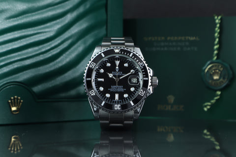 rolex luxury watch on its original case on the background