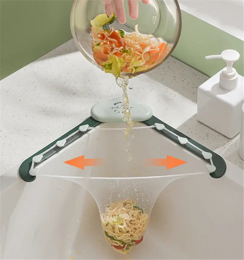 Kitchen Sink Filter Net Triangular Leftovers Strainer Mesh Anti-Clogging Disposable Residue Separation Hanging Bag