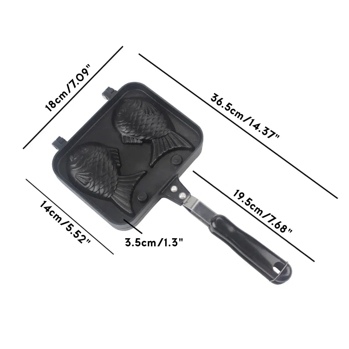 Kitchen Japanese Taiyaki Double Fish Shaped Hot Dessert Waffle Cake Maker Pan Japanese Pancake Double Pan Fry Pan