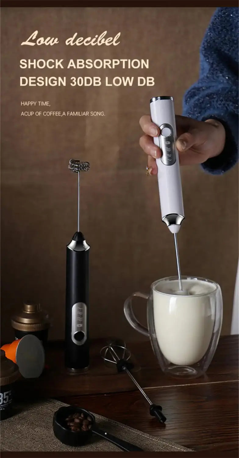 Stainless Steel Electric Milk Frother Household Coffee Milk Juice Baking Egg Froth Whisk Powder Mixer Kitchen Tools