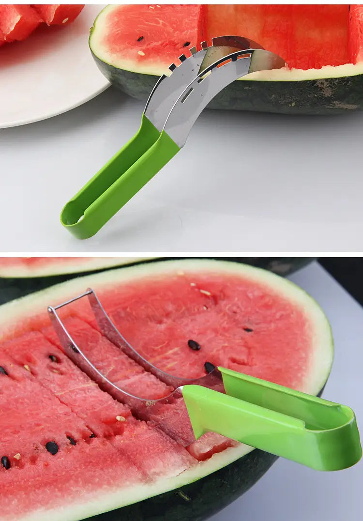 Watermelon Slicer Cutter Stainless Steel Color Non-Slip Plastic Wrap Handle Not Hurt Hands Cantaloupe Kitchen Fruit