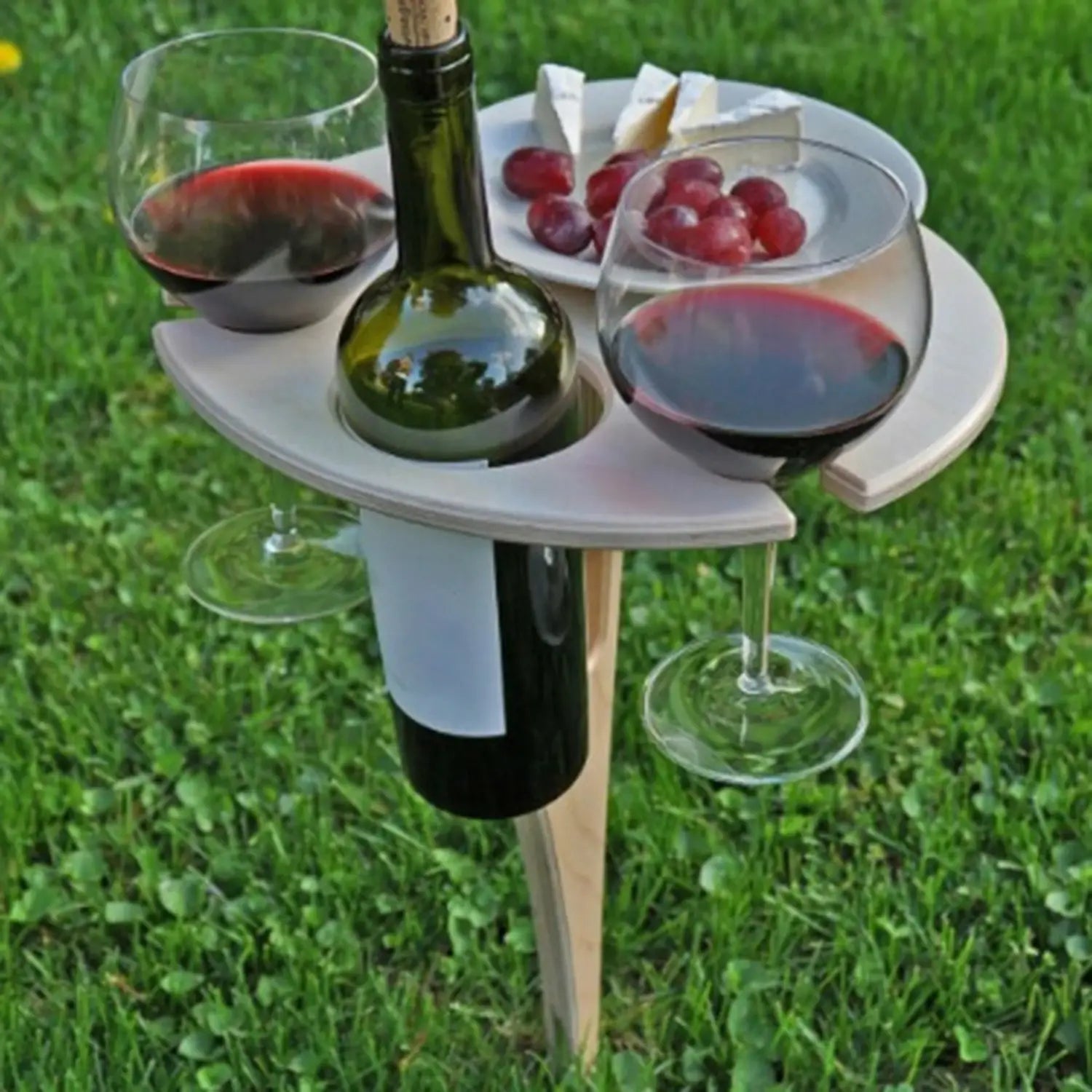 Portable Outdoor Wine Table Folding Outdoor Picnic Wine Table Mini Wooden round Desktop Travel Beach Garden Furniture